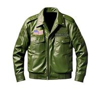 MAXDUD Men's Military US Army Classical Green M65 Field Casual Wear Leather Jacket