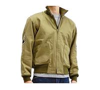 MAXDUD Men's Vintage Tanker Military WW2 Bomber | Khaki Cotton Lightweight Jacket