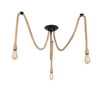 MAXDUYU DIY Hemp Rope Retro Industrial Chandelier,3 Lights Pendant Light Fitting,Retro Ceiling Light E27 Lamp Holder/Living Dining Room Restaurant Pendant Lights/Ceiling Hanging Light Fixture