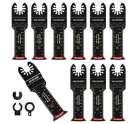 MaxEarn 10Pcs 70mm Extra Long Oscillating Saw Bla-des, Titanium Multitool Bla-des with 3 Adapter, Universal Quick Release Oscillating Tool Accessories for Cutting Metal, Wood, Plastic