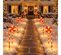 MaxEarn 12 Packs Warm White Christmas Lollipops+Candy Cane Pathway Lights | 108LED 8 Modes Lighting Waterproof Peppermint Xmas Stake Lights Decorations for Outdoor Garden, Yard, Patio Holiday Decor