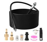MaxEarn 15M/49.2FT 180Bar Pressure Washer Drain Pipe Hose Cleaning Kit with Jet Nozzle and Rotating Jet Nozzle, 3 Adapters Replacement for Karcher, Bosch, Lavor Pressure Washer, Black