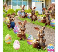 MaxEarn 16PCS Easter Bunny Egg Yard Signs with 32 Stakes, Easter Bunny Outdoor Decorations Garden Lawn Rabbit Decorations for Party Decor Supplies Spring Outdoor Props Decor