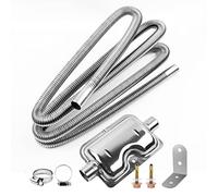 MaxEarn 250cm Exhaust Hose for Generator with Muffler, Car Stainless Steel Air Diesel Heater Exhaust Pipe with 2 Clamps, Auto Parking Auxiliary Heater Accessories for Diesel Gas Vent Hose Heating