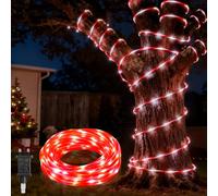 MaxEarn 32.8FT Extra Long Christmas Candy Cane Rope Light with 200 LED, Waterproof Xmas Rope Lights w/ 8 Modes for Indoor Outdoor Christmas Tree, Terrace Tree Fence, Garden Yard Party, White Light