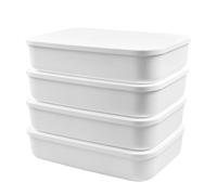 MaxEarn 4 Pack Plastic Storage Boxes with Lids, 7.5L Stackable Storage Baskets with Handles, 36.5x26x7.5cm Cupboard Organiser, White Organizer Containers for Bathroom, Kitchen, Office, Living Room