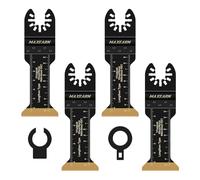 MaxEarn 4Pcs 70mm Extra Long Oscillating Saw Bl-ades, Titanium Multitool Bla-des with 2 Adapter, Universal Quick Release Oscillating Tool Accessories for Cutting Metal, Wood, Plastic