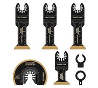 MaxEarn 5Pcs Titanium Oscillating Multitool Blades, Universal Quick Release Oscillating Tool Accessories with Semi Circle + 3x70mm Extra Long + 38mm+ 2 Adapters, Cutting Metal, Wood, Plastic
