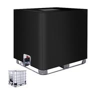 MaxEarn IBC Tank Cover 120 x 100 x 116cm, 1000L Black Tarpaulin with Silver Plated Coating, Waterproof Sun UV Protective IBC Container Protective Cover for Outdoor 1000L IBC Rainwater Tank