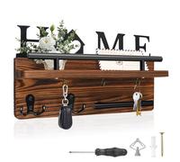 MaxEarn Key Holder for Wall, Key Hanger with Home Design, Wall Mounted Key Holder with Wood Tray and 5 Hooks for Hallway, Entryway, Bedroom, Mudroom, Office, 30 x 18 x 8.5cm