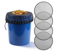 MaxEarn Mesh Cover for Rain Barrels, 4Pcs 95cm Adjustable Water Butt Net with Drawstring, Reusable Rain Barrel Net Cover, for Water Catchment Bucket Outdoor Garden, Keep Leaves Mosquitos Debris in