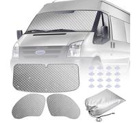MaxEarn Motorhome Internal Thermal Blind for Ford Transit Van MK7, 3Pcs Sunshade Wrap Cover Kit, Windscreen Cove r, Summer Uv Sun Blind & Winter Insulation C over, Windshield Protection for Campervans