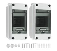 MaxEarn Pack of 2 Surface-Mounted Distribution Boxes, IP65 Waterproof Fuse Box, Surface-Mounted, 1 Row for 3 Modules, Small Distribution Box with Mounting Screws for Garden or Outdoor Use