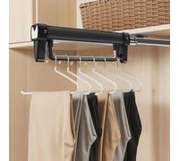 MaxEarn Pull Out Clothes Rail, 40cm Steel Extendable Closet Rod, Black Telescopic Clothes Rail for Pants Storage, Adjustable Heavy Duty Clotheing Storage Hanger Rack Bar for Wardrobe, Load 30kg