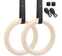 MaxEarn Wooden Gymnastic Rings with Adjustable Buckle Straps & Grip Strap, 32mm Olympic Gymnastics Rings for Full Body Workout, Pull Up Fitness Rings for Home and Gym