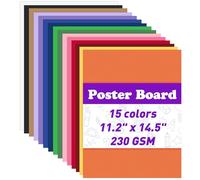 MAXECHO 15 Pcs 11.2" x 14.5" Poster Board Paper Assorted Colored Posterboard 230 GSM Thick Blank Smart Vision Boards for School Drawing Art Craft DIY Party Decorations Science Fair Board Supplies