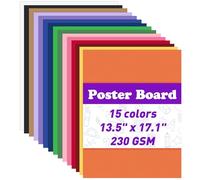 MAXECHO 15 Pcs 13.5" x 17.1" Poster Board Paper Assorted Colored Posterboard 230 GSM Thick Blank Smart Vision Boards for School Drawing Art Craft DIY Party Decorations Science Fair Board Supplies
