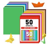 MAXECHO 8.5" x 11" Colored Cardstock 50 Assorted Sheets in 50 Colors, 180 GSM (65 lb) Bulk Construction Paper, Printer Friendly Card Stock for Printing & Making, DIY Crafts, Cricut, School Supplies