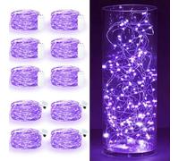 Maxee Pack of 10 1 m Purple LED Fairy Lights Battery, Waterproof for DIY, Party, Mood Lights, Halloween Lights, Indoor and Outdoor Decoration, 4 Pieces Square + 6 Pieces Flat Fairy Lights