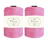 Maxee Premium Polyester Macrame Cord 3 mm × 218 yd (2 Pack),3mm 100% Polypropylene Macrame Cord,Ideal for Crochet, Wall Hangers, Bags, Rugs & DIY Crafts(Light Evening Pink)