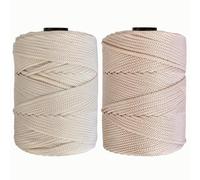 Maxee Premium Polyester Macrame Cord 3 mm × 218 yd (2 Pack),3mm 100% Polypropylene Macrame Cord,Ideal for Crochet, Wall Hangers, Bags, Rugs & DIY Crafts（Beige）