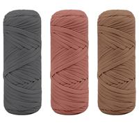 Maxee Premium T-Shirt Yarn - Pack of 3 (200 g / 75 m each), Soft Ribbon Yarn for Crochet & Knitting - Intensive and Easy to Clean, Ideal for Crochet Bags/Baskets/Carpets DIY Projects, Crafts and