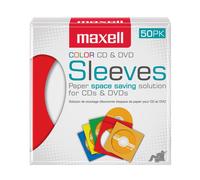 Maxell 190134 CD-401 CD/DVD Paper Sleeve - Clear Window 50 Pk (Assorted Colors)