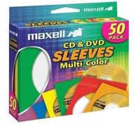 Maxell 190134 CD-401 CD/DVD Paper Sleeve - Clear Window 50 Pk (Assorted Colors)