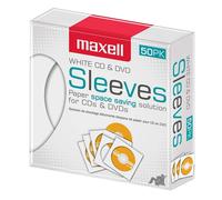 Maxell 190135 CD-400 CD/DVD Paper Sleeves With Clear Window 50 Pack (White) [New