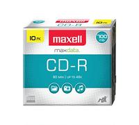 Maxell 648210 CD-R Discs, 700MB/80min, 48x, w/Slim Jewel Cases, Silver, 10/Pack
