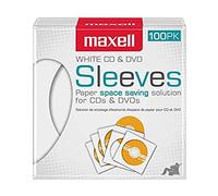 Maxell CD/DVD Storage Sleeves | Back flap protects discs from scratches, dirt & fingerprints - clear window for easy ID, half the space of a jewel case