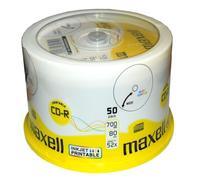 Maxell Full Face Printable 52x CD-R 700MB - 50 Discs (624006) - Spindle Tub