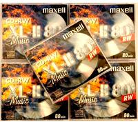 Maxell CD-RW 80 XL-II 80 / 5 PACK Audio Music CDRW RE-WRITABLE Blank Discs NEW