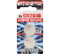 Maxell CR2016 Lithium 3V Non-Rechargeable Battery (Button/Coin, x 2, 75mAh)
