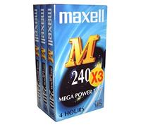 3 x MAXELL MEGA POWER Tape E-240 M (4 Hours) VHS Blank Cassette Tapes NEW SEALED