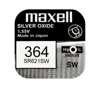 Maxell 364 SR621SW 1.55v Silver Oxide, Mercury Free Watch Battery - Made In Japan