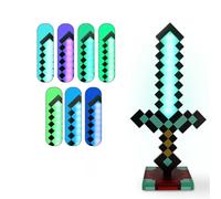 MAXERICH Diamond Sword Night Light 39cm - 7 Colour Changing Rechargeable LED Lightsaber & Removable Base | 2-in-1 Desk Lamp | Game Accessory Gift, Halloween, Christmas, Cosplay & Room Decoration