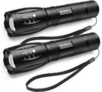 Maxesla 2 Pack LED Torch Gifts for Men Dad Kids - Zoomable Super Bright Flashlight, Water Resistant 5 Modes Mini Tactical Light With Battery for Camping