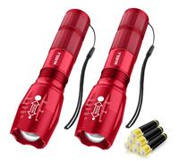 Maxesla 2 Pack LED Torch Rde,Gifts for Men Dad Kids, Zoomable Torches Led Super Bright Flashlight, Powerful Torches Battery Powered Water Resistant 5 Modes Mini Tactical Torch for Camping