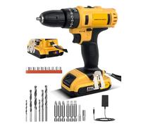 Maxesla 26PCS Cordless Drill Set 21V, 25+3 Torque Combi Drill with 2.0AH Battery, 42N.m Max Electric Screwdriver Kit, 2 Variable Speed, LED Work Light, Home and Garden DIY Project Kit
