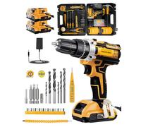 Maxesla 99PCS Cordless Drill Set 21V, 25+3 Torque Combi Drill with 2.0AH Battery, 42N.m Max Electric Screwdriver Kit, 2 Variable Speed, LED Work Light, Home and Garden DIY Project Kit
