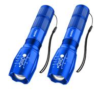 Maxesla FAGORY LED Torch Blue, Torches Led Super Bright Flashlight, Powerful Torches Battery Powered Water Resistant 5 Modes Mini Tactical Torch for Camping Outdoors 2 Pack