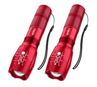 Maxesla FAGORY LED Torch Red,Torches Led Super Bright Flashlight, Powerful Torches Battery Powered Water Resistant 5 Modes Mini Tactical Torch for Camping Outdoors 2 Pack