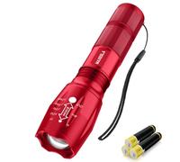 Maxesla LED Torch Battery Powered Red,Zoomable Torches Led Super Bright,Gifts for Men Dad Kids,Powerful Torches Water,Resistant 5 Modes Small Tactical Torch for Camping Xmas