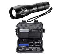 Maxesla Rechargeable LED Torch Set High Lumen, IP65 Waterproof, 5 Modes, Zoomable Pocket Torch Led Super Bright Flashlight, Battery Powered Torch for Camping, Hiking, Outdoor, 18650 Battery Included