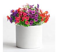 Maxetodo 12 Bundles Artificial Daisy Flowers for Outdoor,UV Resistant Fake Flowers with Eucalyptus Leaves,6 Colors Mixed Faux Silk Daisy for Window Box Porch Patio Garden Hanging Baskets Decor