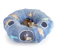 Maxetodo Cat Tunnels for Indoor Cats - Foldable & Washable Interactive Play System with Peekaboo Cave + Plush Bed | 4 Entry Adventure Zone for Kittens, Puppies & Small Pets