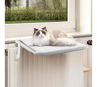 Maxetodo Cat Window Perch Seat Hammock for Large Cats,Suction Cups Bedside Shelf,Robust Cats Windowsill Hammock,Radiator Cat Bed,Reversible Mesh/Sherpa Bed for Indoor Kitty,Holding 40 LBS