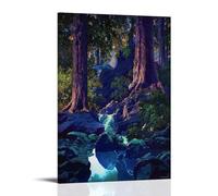 Maxfield Parrish Outstanding Works Poster The Glen Wall Art Scroll Canvas Painting Picture Living Room Decor Home 24x36inch(60x90cm)