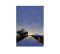 Maxfield Parrish 'The Enchanted Path' New Romanticism Wall Art Prints with Moonlit Canal And Mountain Landscape Unframe 08x12inch(20x30cm)
